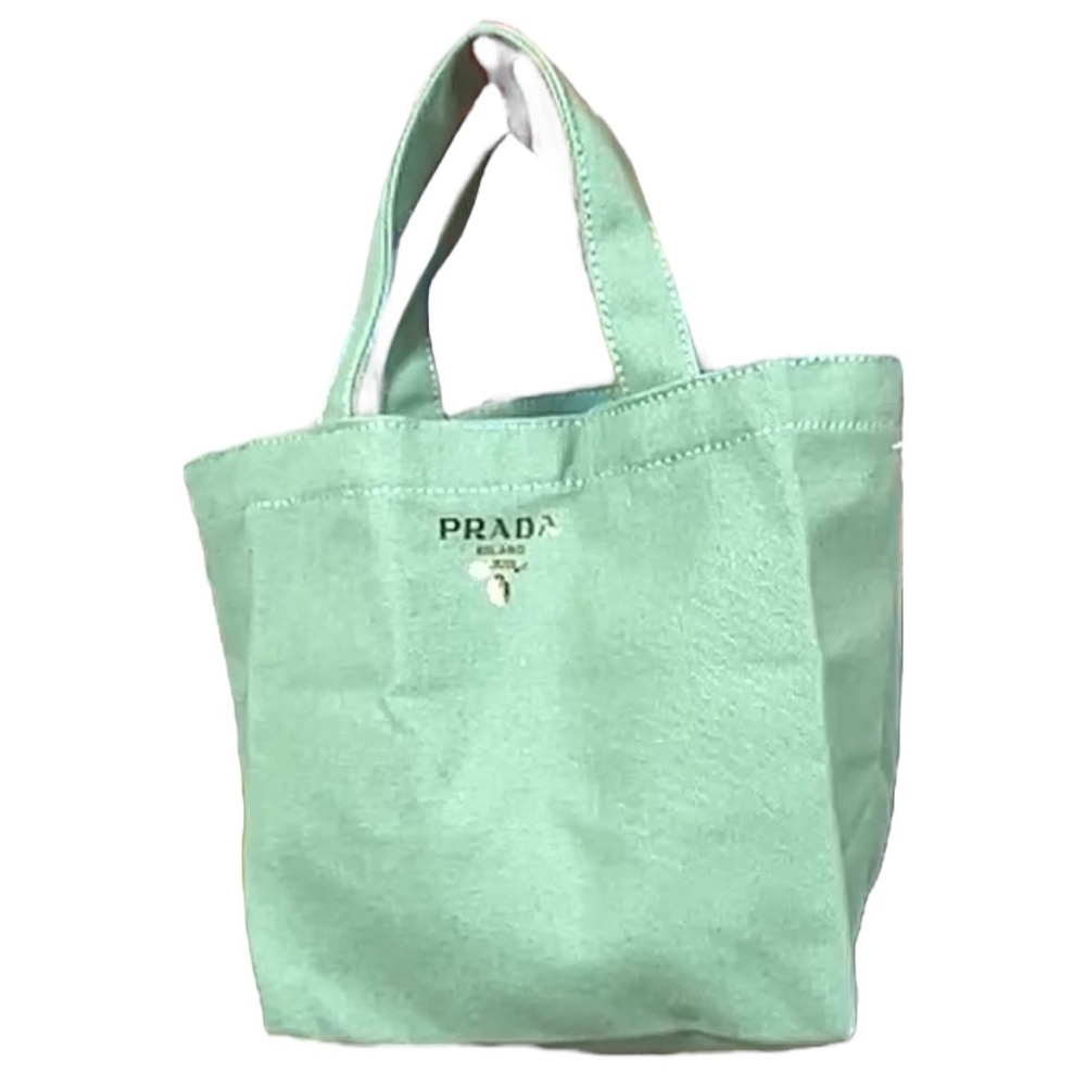 RARE NEW w/ Box Prada Green VIP Canvas Small Tote Bag 9”x 7” w/ 3” Shoulder … - Picture 4 of 4